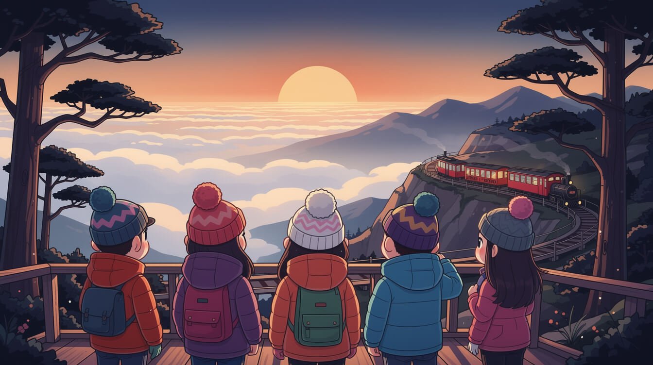 搭乘竹山觀光列車,欣賞阿里山雲海日出。