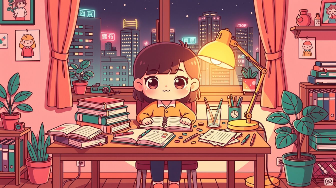 Taiwanese writer at desk drafting a novel