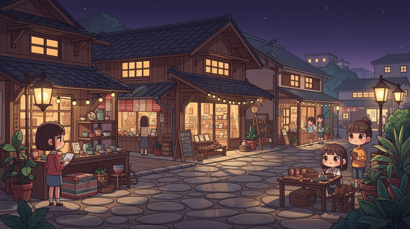 嘉義台灣檜木村的日本木製倉庫夜景
