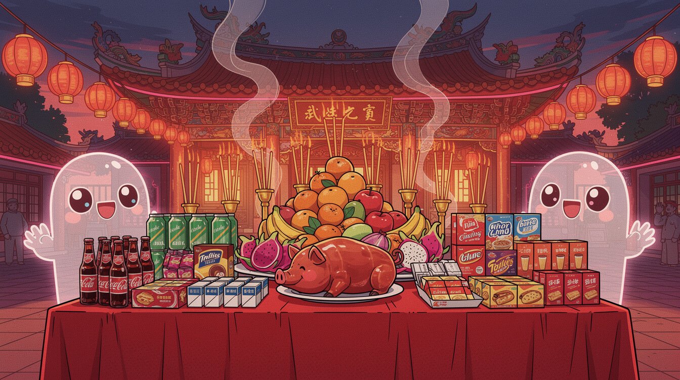 台灣鬼月普渡祭祀供桌