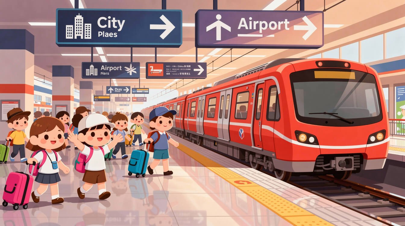 red MRT train at Kaohsiung airport station