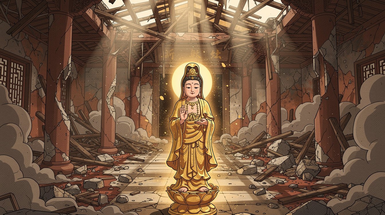 Longshan Temple WWII bombing 1945 Guanyin statue miracle