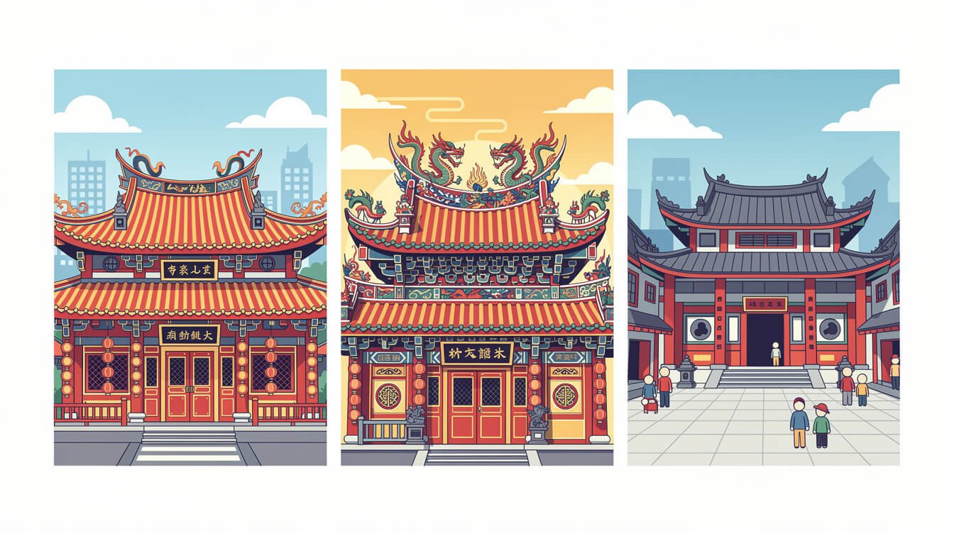 Longshan Baoan Xingtian Taipei temple comparison