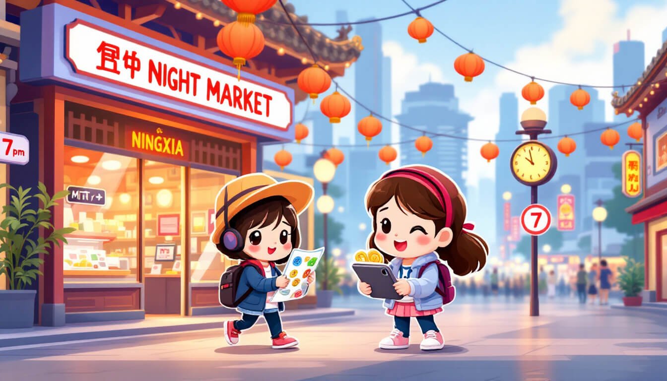 Tourist consulting map at Ningxia Night Market entrance