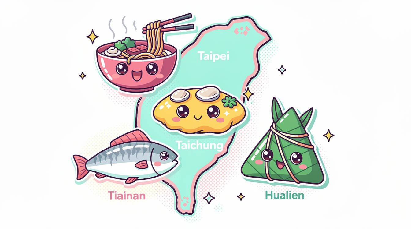 台灣夜市的地域性美食風格涵蓋北部、中部、南部和東部。