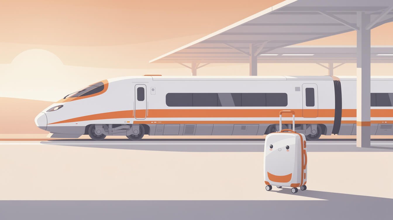 High speed rail train at a Taiwanese platform at dawn