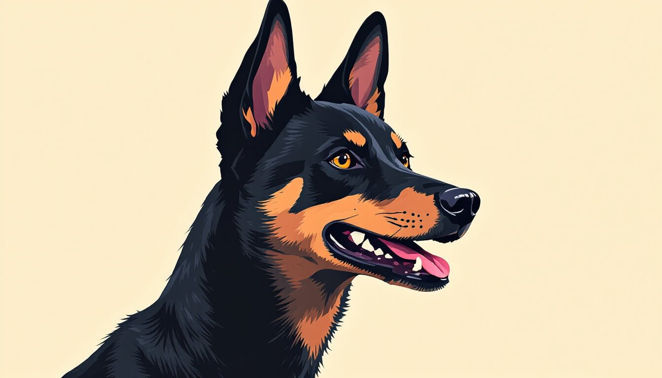 Close-up head portrait of a black Taiwan native dog with erect triangular ears and almond eyes