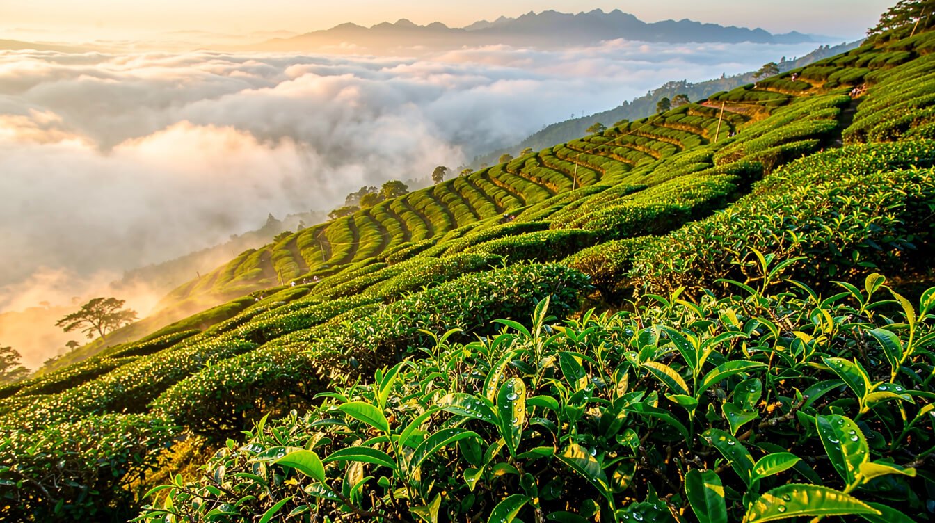 taiwan oolong tea mountain plantation at Alishan