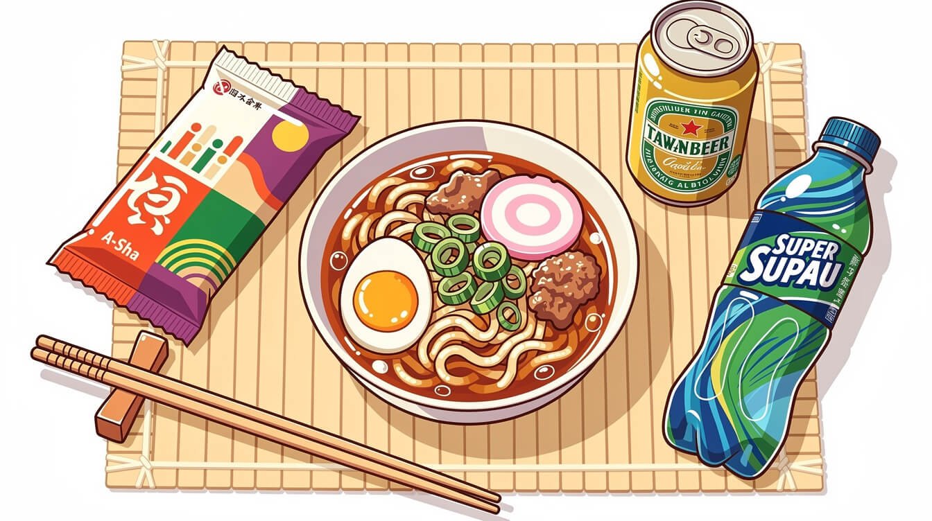 taiwan instant noodles and drinks