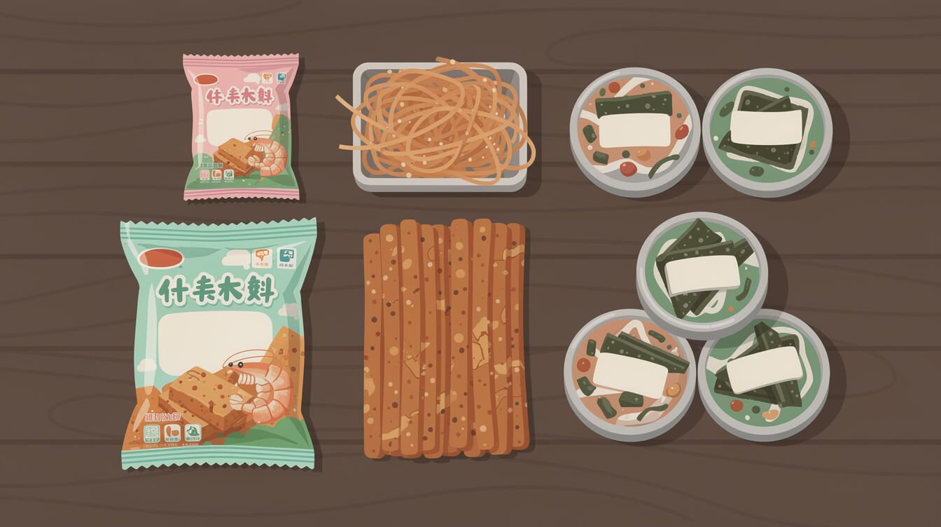savory taiwan snacks pork paper dried tofu shrimp crackers