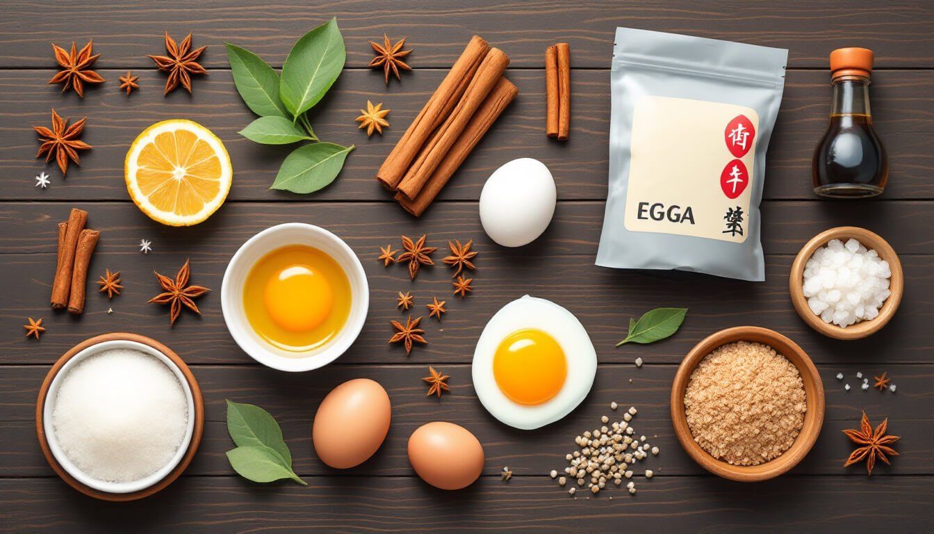 Ingredients for Taiwanese tea egg recipe