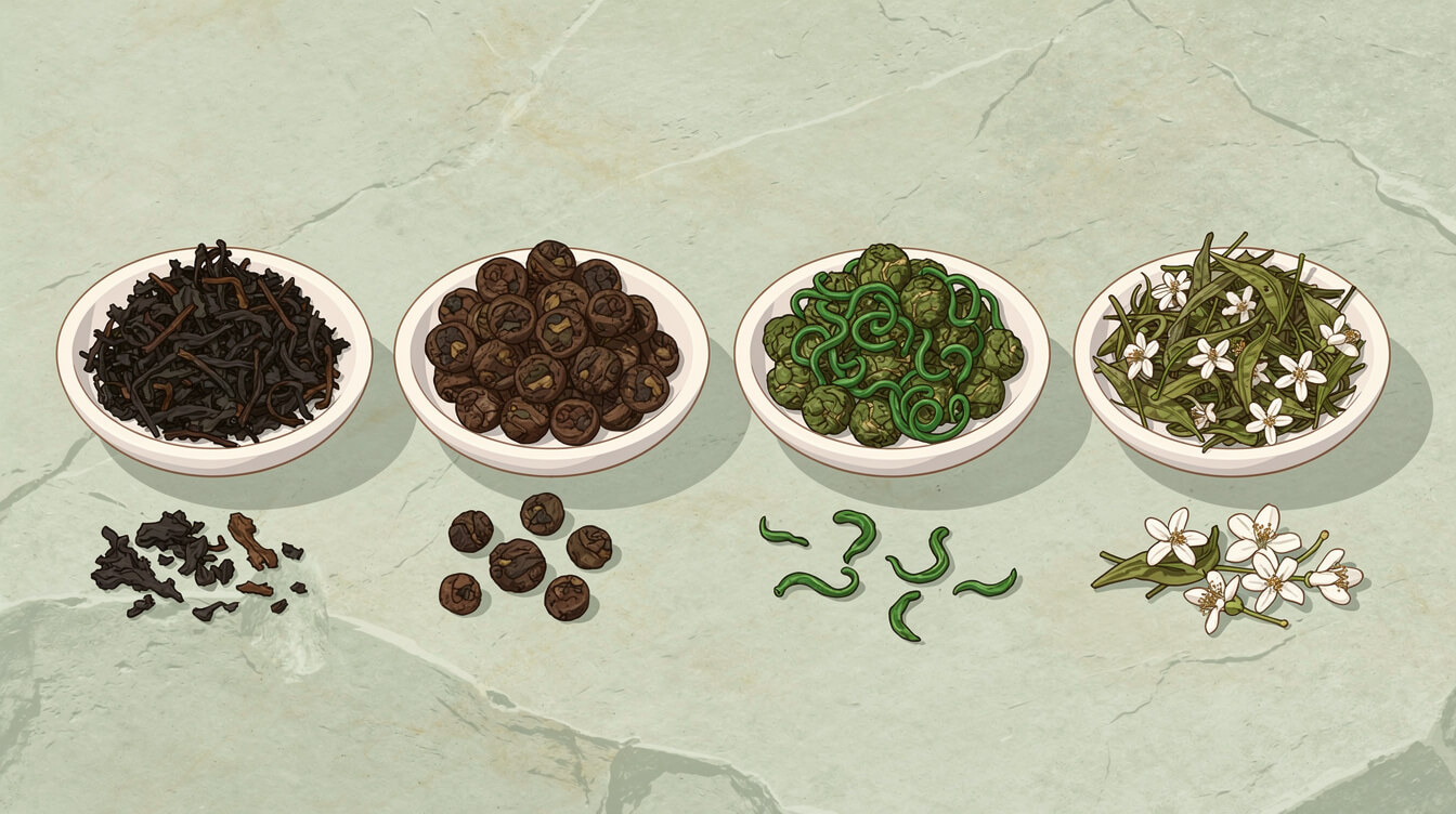 台灣散裝茶葉,從紅茶、烏龍茶、四季春茶到茉莉花茶,應有盡有。