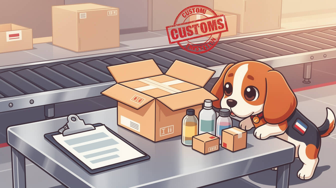 Customs inspection of a care package parcel