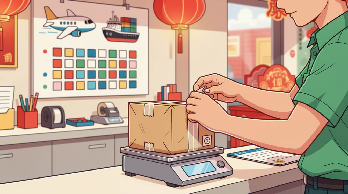 Posting a Taiwan care package at the post office