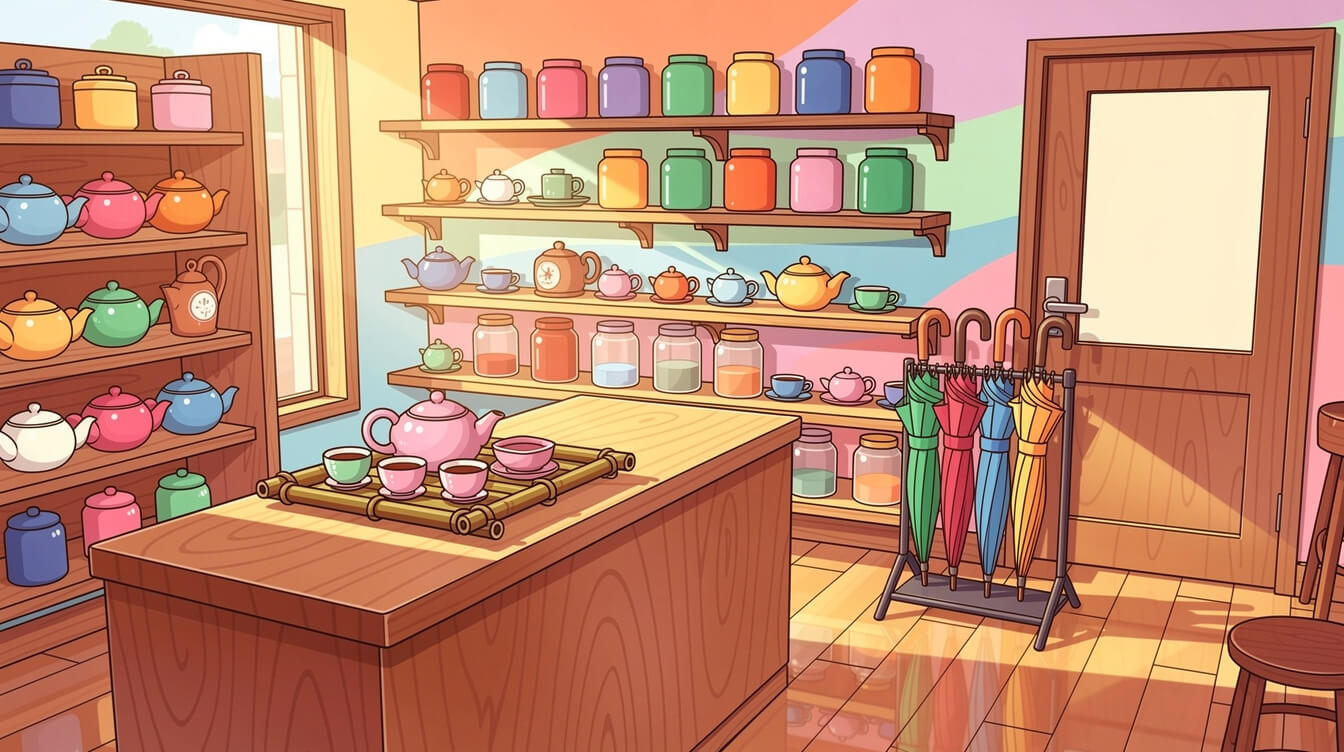 Small tea shop with teapots and tea canisters in the Yongkang Street area